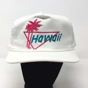 Vintage White Hawaii Snap Back Hawian Hat